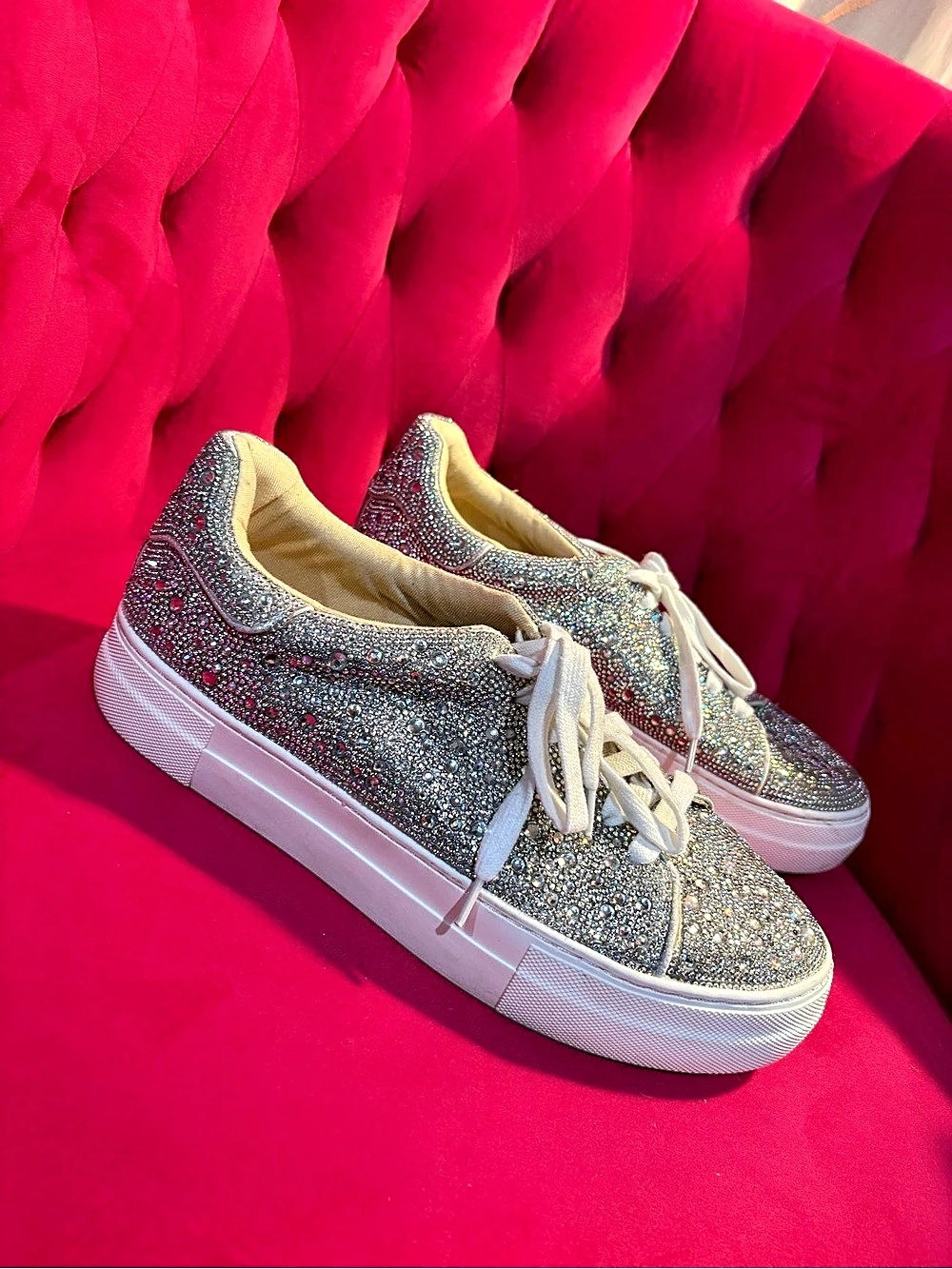 Betsey Johnson Rhinestone Sneakers in Silver US 9.5